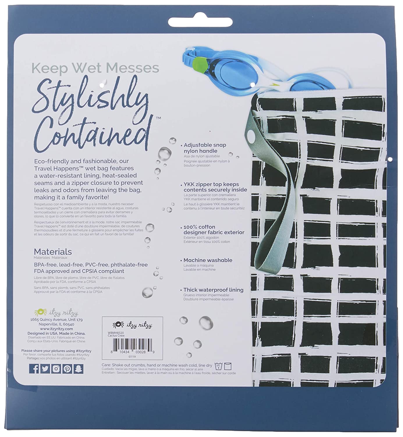 Itzy Ritzy® Travel Happens™ Medium Sealed Wet Bag with Adjustable Handle, Cactus Crew