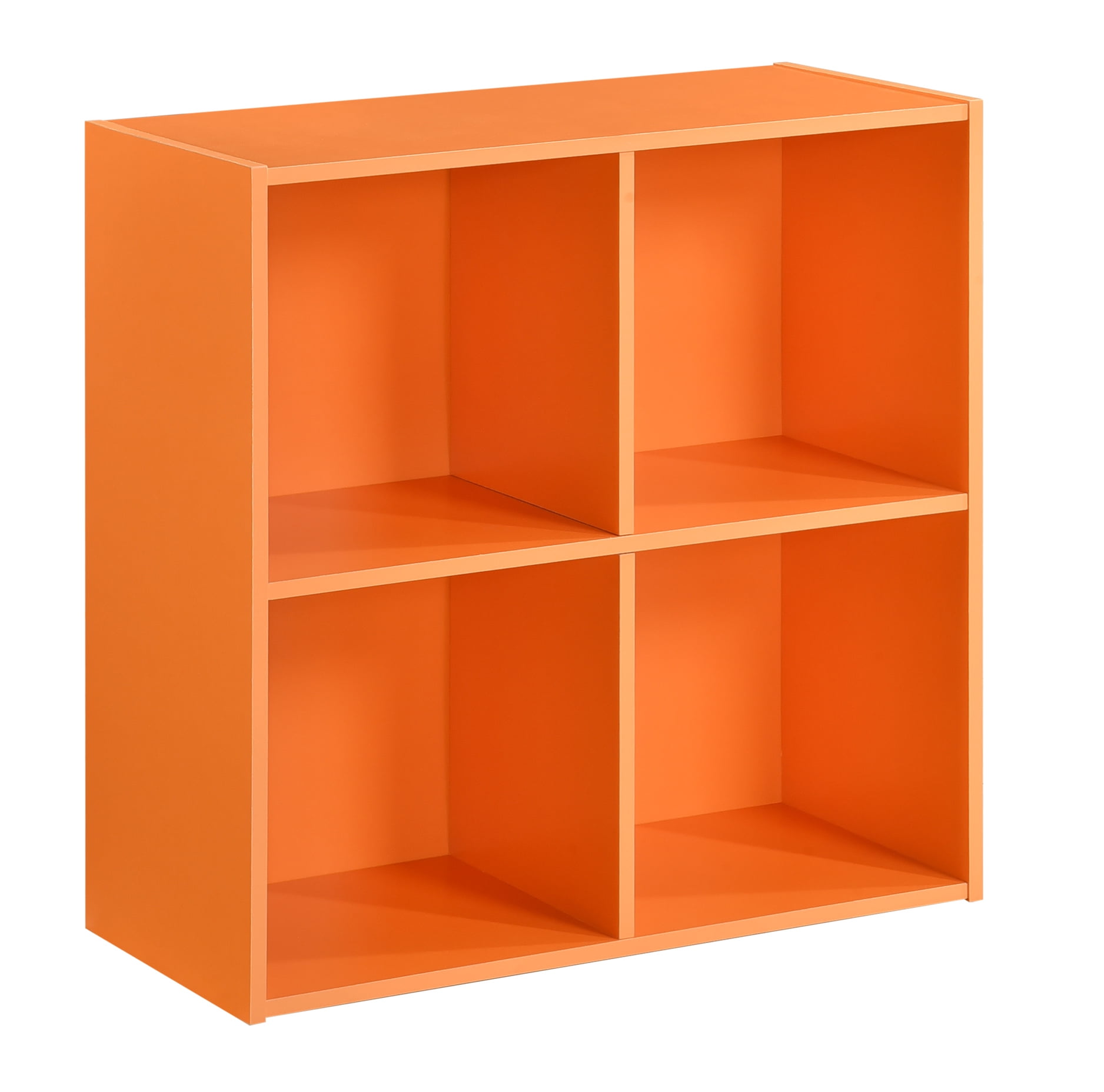 Kings Brand Furniture - 4 Cube Storage Organizer Book Shelf, Toy Storage Organizer for Playroom, Bedroom, Nursery School, Orange