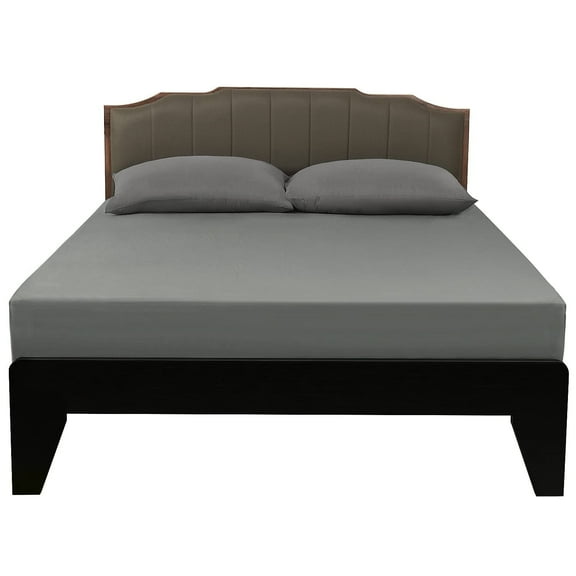 Lirex Twin XL Size Fitted Sheet, 100% Cotton, 300 Thread Count, Dark Grey