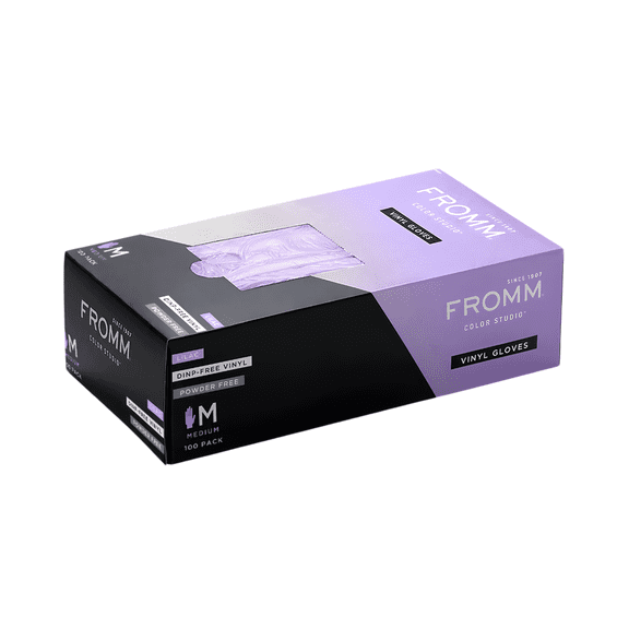 Fromm Lilac Vinyl Powder Free Gloves 100 Pack | Disposable Salon & Beauty Gloves
