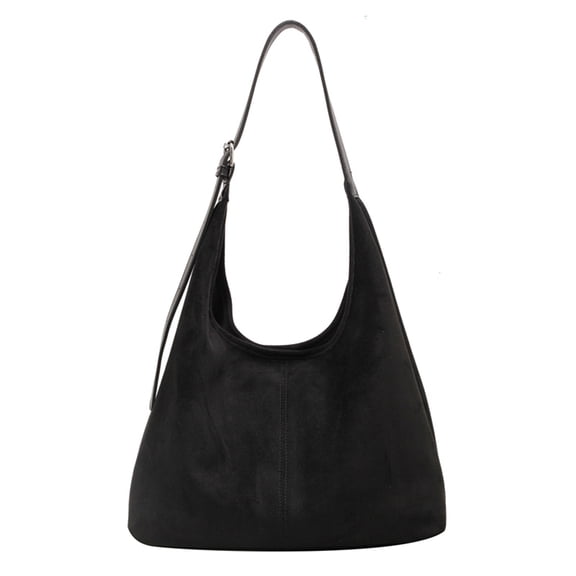 Moontgen Women Suede Shoulder Bag Stylish Crossbody Bag Fashion Tote Bag (Black)