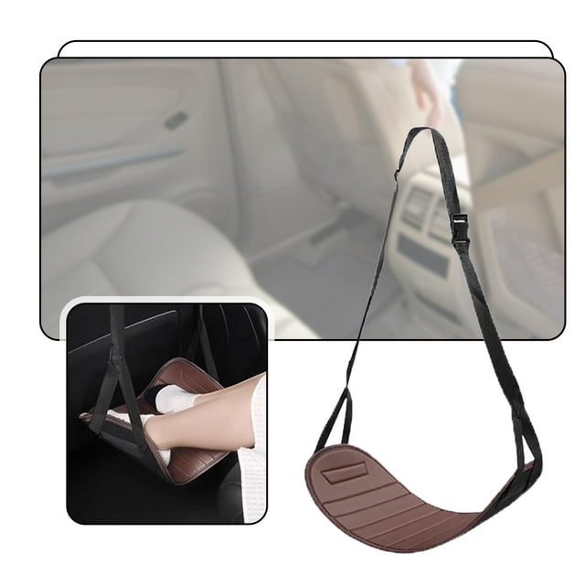 Reposapiés de coche para niños, hamaca para pies para viajes largos, asiento trasero, accesorios para coche, artículos esenciales de viaje, reposapiés Café
