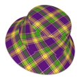 thumbnail image 3 of Kll Mardi Gras Plaid Bucket Hat For Women Men Packable Travel Beach Sun Hat Outdoor Rave Accessories Reflective Fisherman Cap, 3 of 9