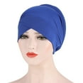 thumbnail image 3 of Yutnsbel Women Muslim Stretch Turban Hat Chemo Cap Hair Loss Head Scarf Wrap, Blue, 3 of 4