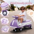 thumbnail image 5 of 12V Electric Wiggle Car, Powered Ride on Toys for Kids with Flashing PU Wheels, Bluetooth Music, 2-in-1 Swing Car Kids Electric Vehicles for Boys Girls Ages 3+, Purple, 5 of 11