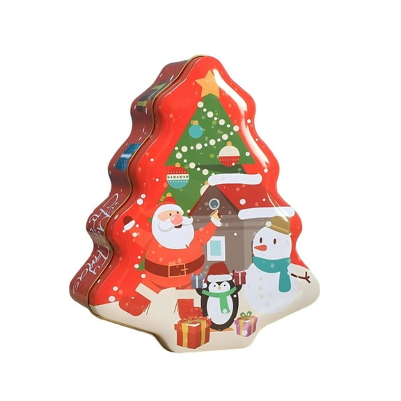 XKHZJL Christmas Tin Box, Metal Cookie Tins with Lids, Xmas Card Tin Box, Candy Storage Containers House Shaped for Gift Giving Holiday Treat Party Gift Box