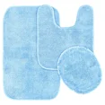 thumbnail image 2 of Gorgeous Home Linen 3pc Bathroom Soft Rug Set Large Rug , Contour Mat, and Toilet Lid Cover Rubber Backing Solid Color Light Blue #6, 2 of 6