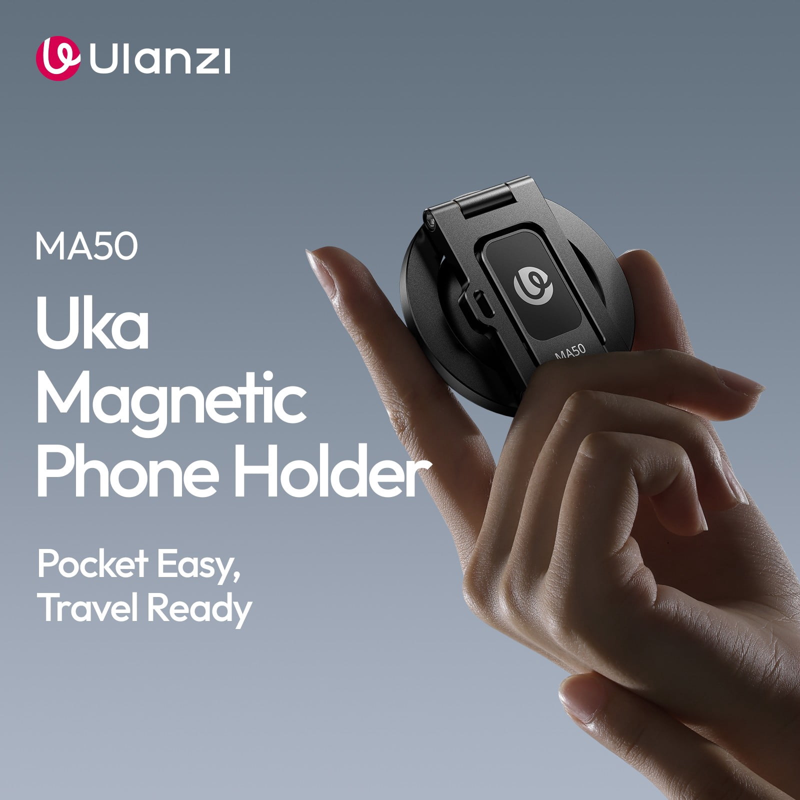 Ulanzi MA50 UKA Magnetic Phone Holder Stand is Compatible with MagSafe iPhone, Aluminum Alloy Foldable Mount with 1/4" Screw for Tripod & Selfie Stick