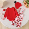 thumbnail image 5 of Tiijoy Baby Girls Valentine's Day Cotton Long Sleeve Romper Overalls Hat Outfits, Sizes 12-18M, 5 of 8