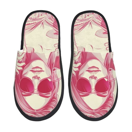 

Adobk Ace Of Diamonds Lady Print Slippers Indoor Outdoor Retro Slippers House Soft Fluffy Slides Cushion Furry Slippers-Medium