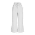 thumbnail image 4 of STETMN Women's Cotton Linen Pants Drawstring High Waist Trousers Summer Lightweight Pant, 4 of 7