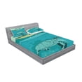 thumbnail image 2 of Ambesonne Ocean Fitted Sheet & Pillow Sham Set, Sea Turtle Exotic Island, Queen, Turquoise Teal Green, 2 of 2