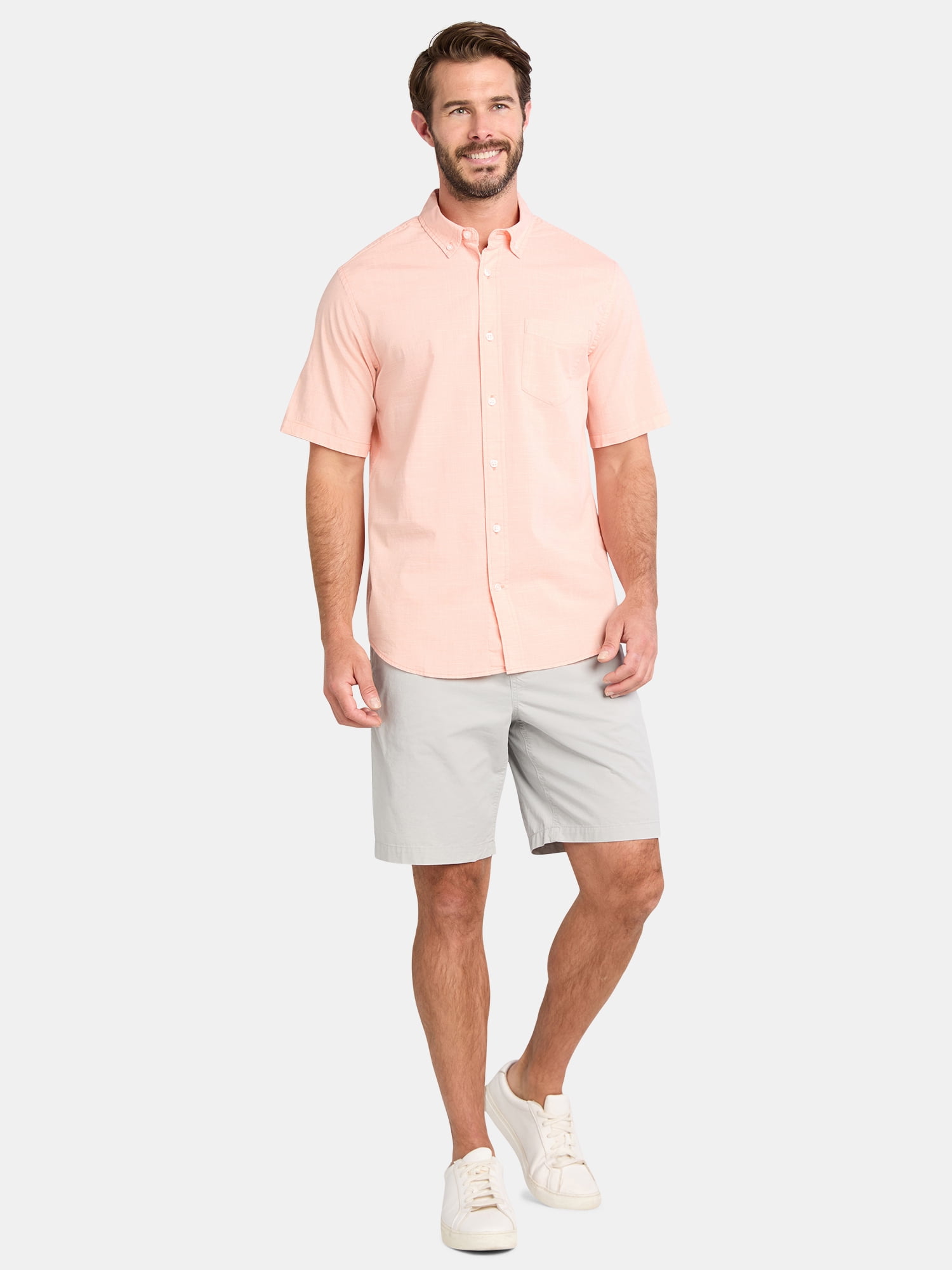 George Men's and Big Men's Cross Hatch Shirt with Short Sleeves, Sizes XS-3XL