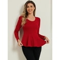 thumbnail image 3 of DARING DIVA Women's Long Sleeve Scoop Neck Top S Red, 3 of 6