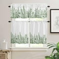 thumbnail image 2 of Green Flower Kitchen Curtains and Valances Set, Rod Pocket Curtains Tier Farmhouse Window Curtains 36 Inch Length, Botanical Floral Leaves Plants Spring 3 Piece Kitchen Curtains Set, 2 of 6