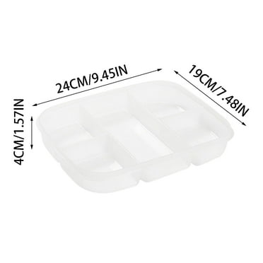 JeashCHAT Divided Veggie Tray with Lid, 5 Compartment Snack Box Stackable Food Storage Container for Fridge, Reusable Meal Prep Container for Meat Vegetable Fruit