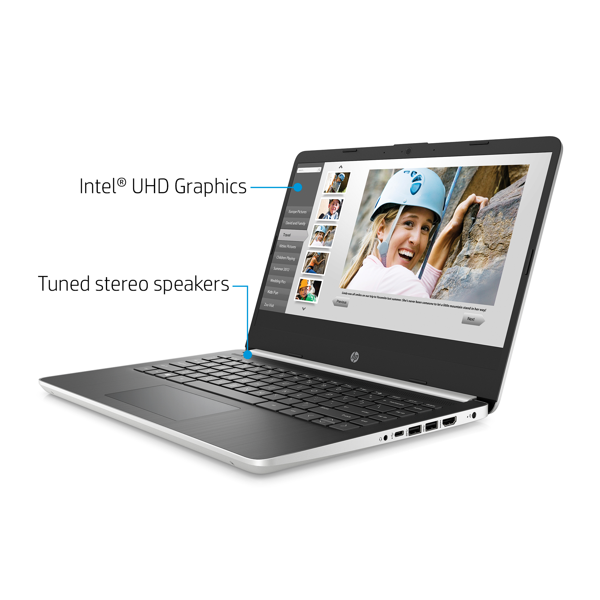 HP 14" Laptop, Intel Core i3-1005G1, 4 GB SDRAM, 128 GB M.2 Solid State Drive, Natural Silver, 14-DQ1037wm - image 4 of 9