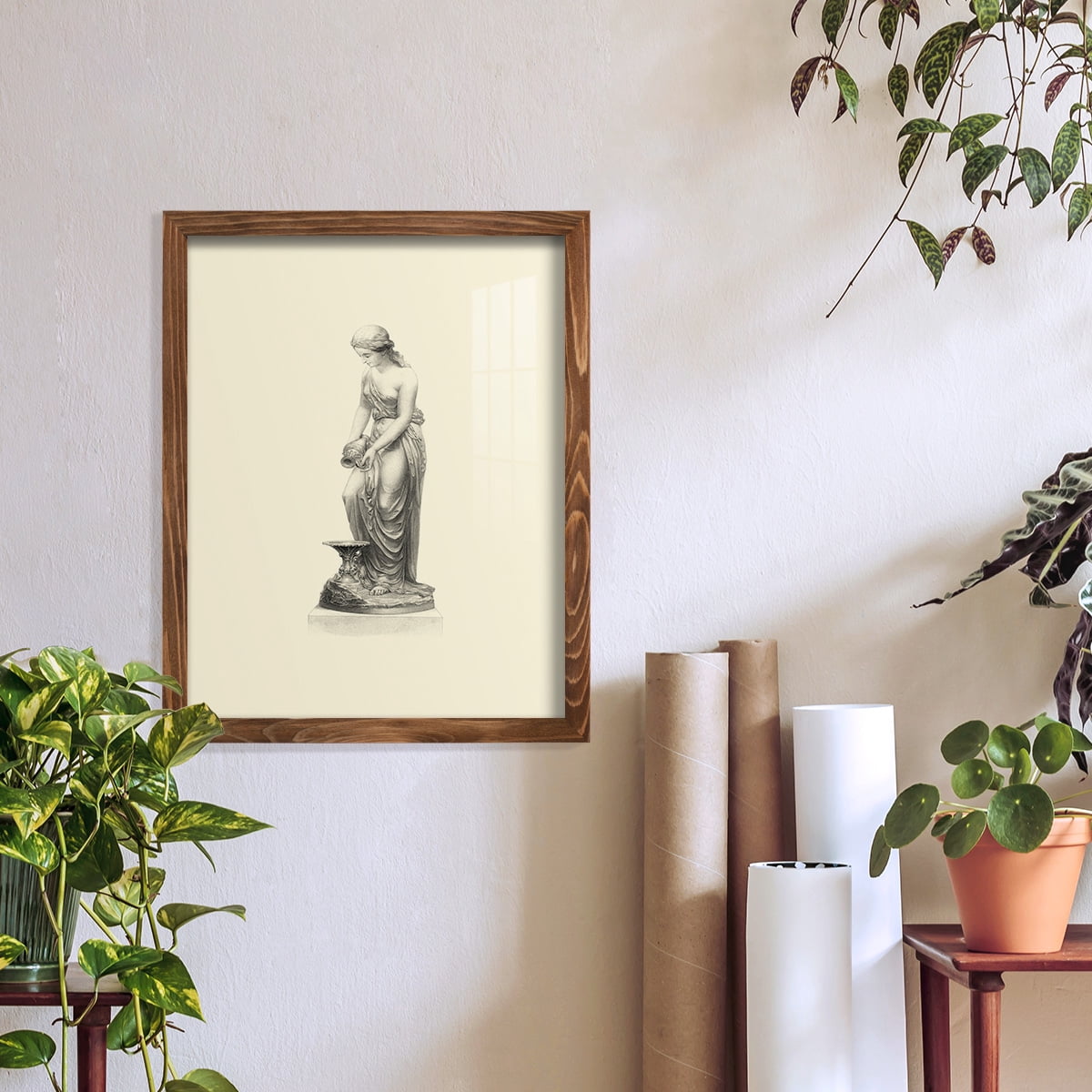Classical Statuary II -Framed Print w/glass-Walnut