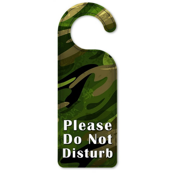 Do Not Disturb Door Knob Hanger Sign - Green Camo