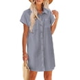 thumbnail image 4 of Zeagoo Linen Dresses for Women 100% Cotton Short Sleeve V-Neck Button Down Tshirt Dress Summer Casual Beach Sundress Loose Tunic Shift Sundresses, 4 of 6