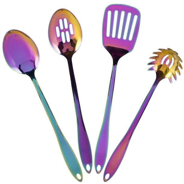 Mainstays Stainless Steel Rainbow Iridescent 4 Piece Kitchen Utensil