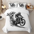 thumbnail image 2 of Manfei Speed Motorcycle Bed Spread Queen,Checkerboard Print Queen Coverlet Set,White,3-Piece, 2 of 7