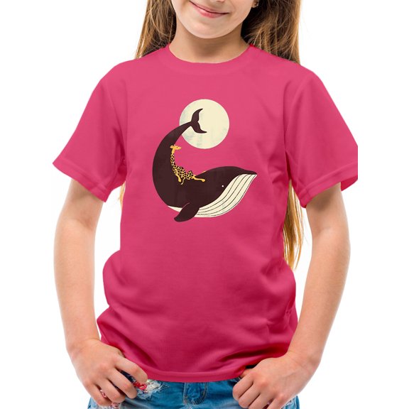 Image Conscious Giraffe On A Whale T-Shirt Juniors -Jay Fleck Designs, Unisex x-Small