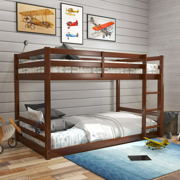 Campbell Wood Twin Over Floor Bunk, Bunk Bed With Bottom Bed On Floor