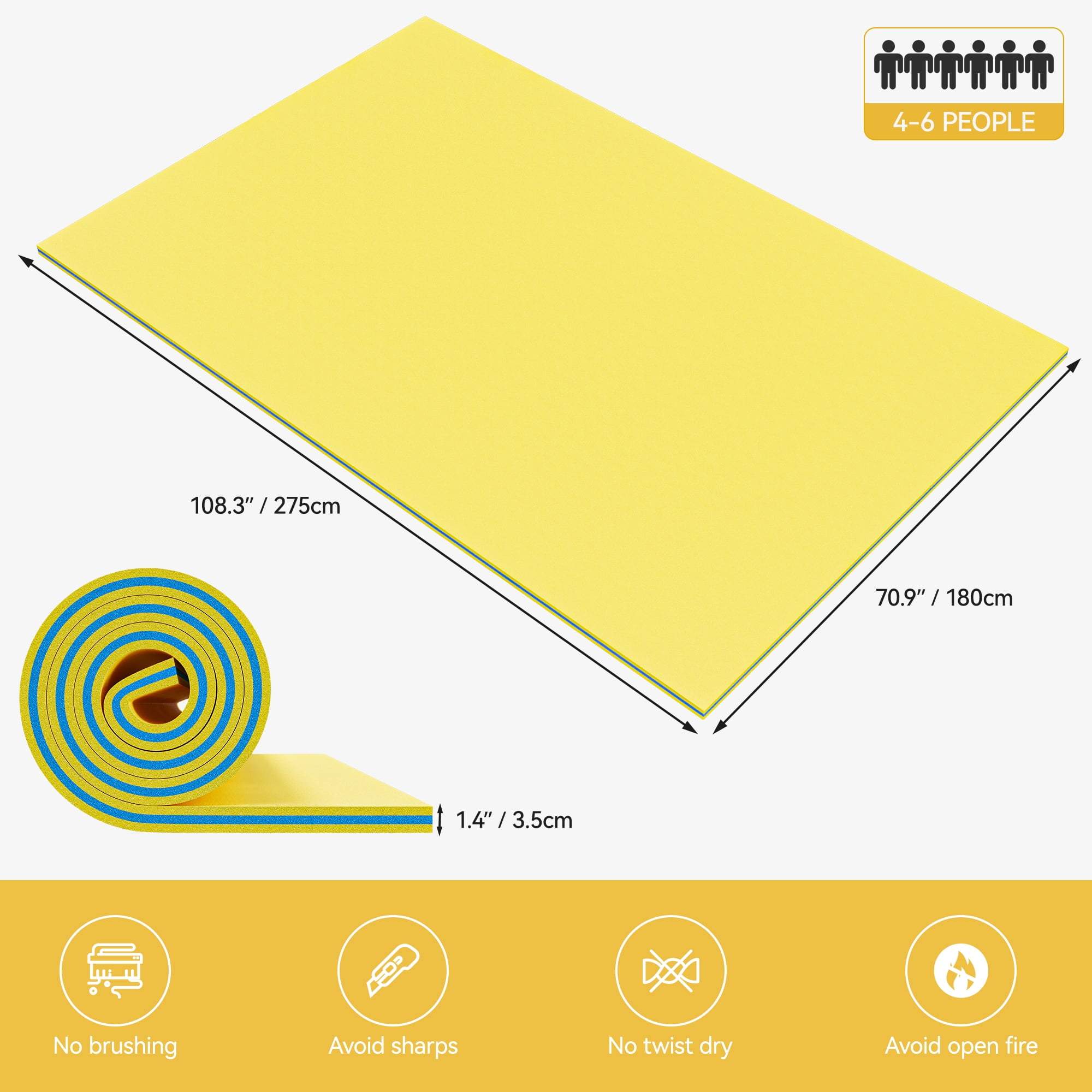 Uforic 9' X 6' Inflatable Rafts Water Mat - Floating Island Lily Pad for Pools, Lakes, Beach - Fun for Kids and Adults, XPE Foam Construction
