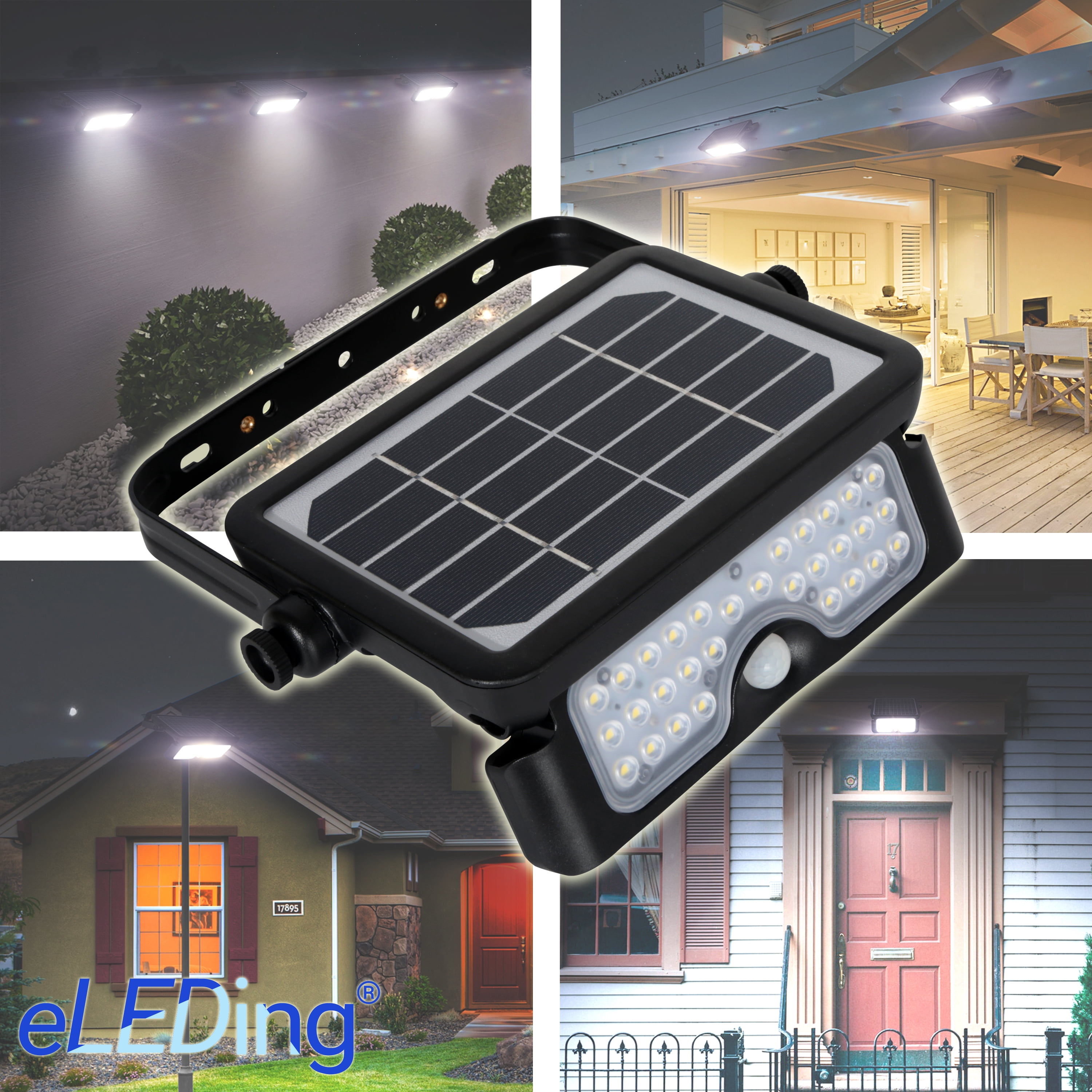 1100LM 160 Degree Black PIR Activated Outdoor Integrated LED 5-in-1 Flood Light Garage Yard Deck Path Camping