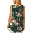 thumbnail image 6 of Summer Saving Wycnly Tank Top for Women Floral Round Neck Sleeveless T Shirts Button Down Loose Flowy Pleated Swing Vest Tunic Green XXL Up to 65% off, 6 of 6