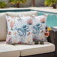 thumbnail image 4 of Outdoor Pillow Covers Pack of 2, Watercolor Oxygen Coral Shell Waterproof Throw Pillowcase Cushion Cases, Marine Life Seamitter Decorative Pillow Cover for Couch Sofa Home Bed Patio, 4 of 9