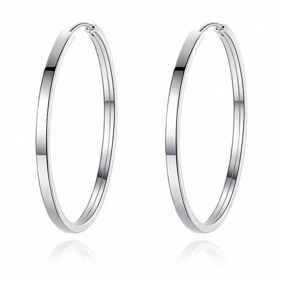 Boucles d'Oreilles Créoles Hypoallergéniques en Argent 925 pour Femmes, 5mm de Large, Plaqué Or 14K, Grands Créoles pour Élégance Élégante