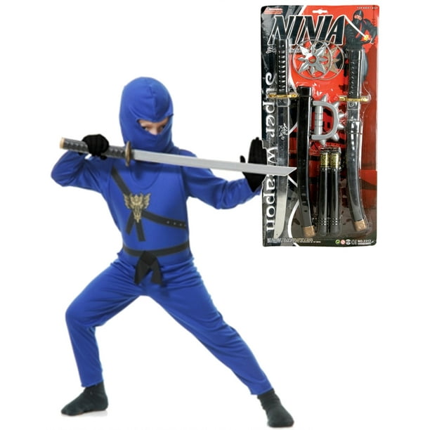 Kid Blue Ninja Avengers Series 1 Costume And Weapons Bundle
