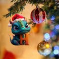 thumbnail image 4 of Decoración de retrovisor de coche, dinosaurio acrílico, letra H, ornamento de árbol de Navidad para niños, 4 of 9