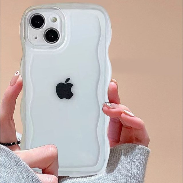 Funda para iPhone 11 Pro Max; transparente, blanca, antideslizante, con borde ondulado, carcasa trasera de TPU transparente para iPhone 13/12/11