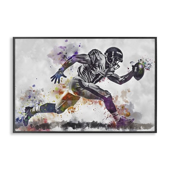 Stupell Industries Contemporary Endurance Football Sprint Black Framed Giclee Art, 18 x 12, by Creative Studio