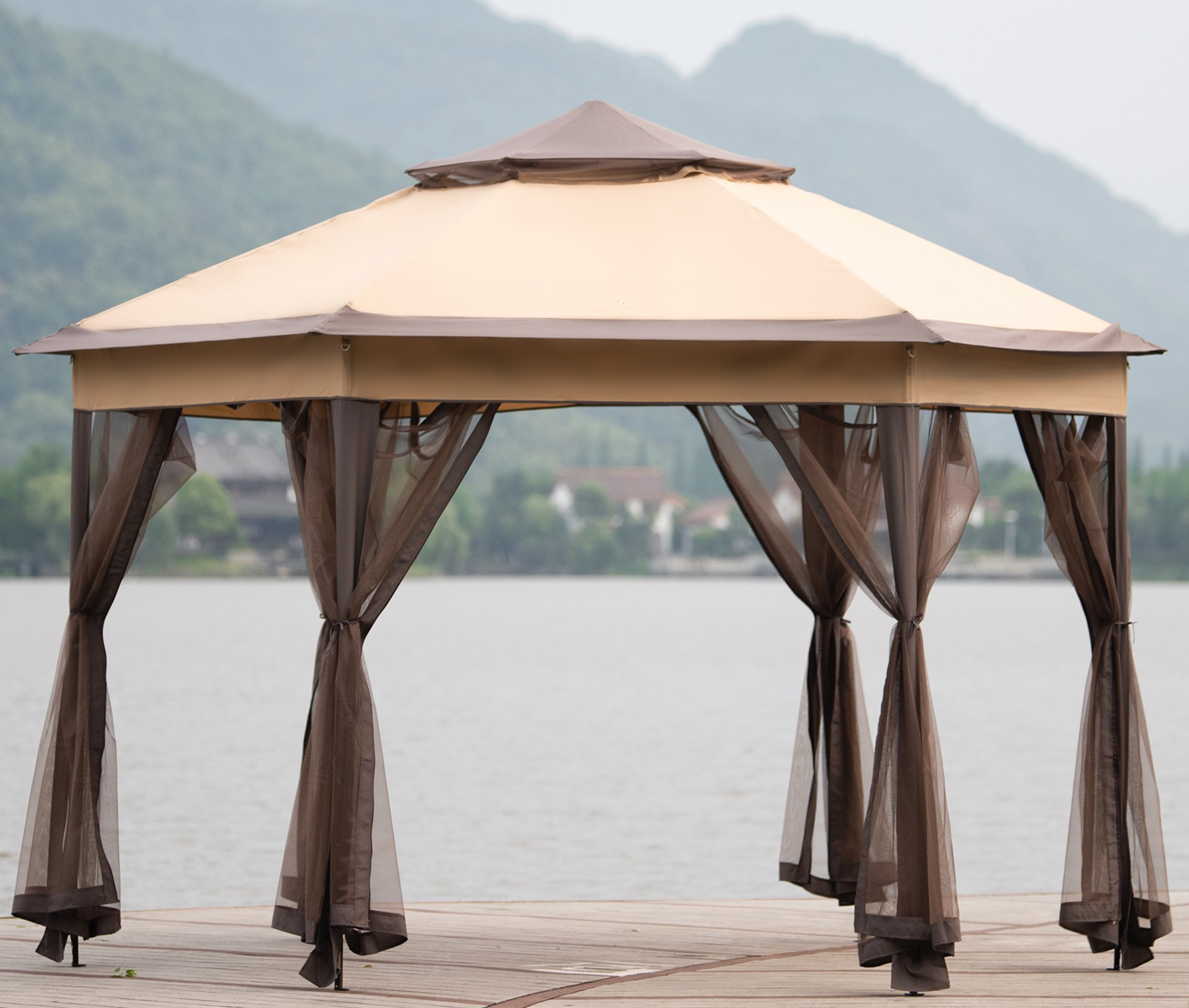 RLCEGAL Iron hexagon Patio Gazebo 