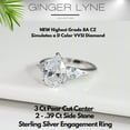 thumbnail image 5 of Pear Engagement Ring for Women by Ginger Lyne 3.78 Ct Sterling Silver Wedding Rings, 5 of 7