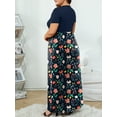 thumbnail image 6 of Cuteduck Womens Plus Size Maxi Dress Short Sleeve Floral Print Empire Waist Summer Dress with Pockets 1X-5X, 6 of 8