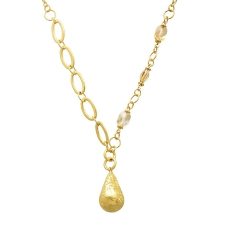 Natural Citrine Drop Link Necklace in 18kt Gold