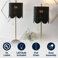 thumbnail image 3 of JONATHAN Y Celerie 27.5" Coastal Bohemian Rattan/Iron Scalloped Buffet LED Table Lamp with Pull Chain, Black/Brass Gold (Set of 2), JYL1138C-SET2, 3 of 8