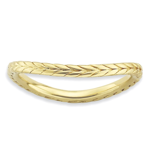 Bague Ondulée en Argent Sterling Stackable Expressions Poli Plaqué Or Taille 8