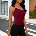 thumbnail image 5 of VEKDONE One Shoulder Going Out Tops for Women Trendy Summer Y2K Clothes Sleeveless Fitted Spring Fashion Shirts Wine L, 5 of 5