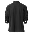 thumbnail image 4 of Qwertyu Mens Linen Dress Shirts Long Sleeve Dress Shirts Plus Size Casual Linen Shirts for Men Button Down Shirt Black 4XL, 4 of 7