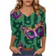 thumbnail image 3 of TaTaai Women's Fashion Christmas Printed Loose Casual V Neck With Three Quarter Sleeves And 3/4 Sleeves T-shirt Pullover Top Gift, 3 of 5