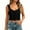 Black00, variant on Karymi Blouses for Women Dressy Casual Scalloped Lace Tiered Ruffle Tie Front Cropped Cami Top, Spaghetti Strap Sheer Mesh Romantic Sleeveless Coquette‑Style Camisole Womens Summer Tops