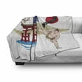 thumbnail image 3 of East Soft Flannel Fleece Throw Blanket, Japanese Woman Traditional Athlete Hand Fan Cultural Illustration, Cozy Plush for Indoor and Outdoor Use, 50" x 60", Multicolor, by Ambesonne, 3 of 6
