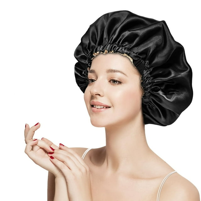 Bonnet de Nuit à Double Couche Ajustable pour Femmes, Cheveux Bouclés Naturels, Doux et Confortable