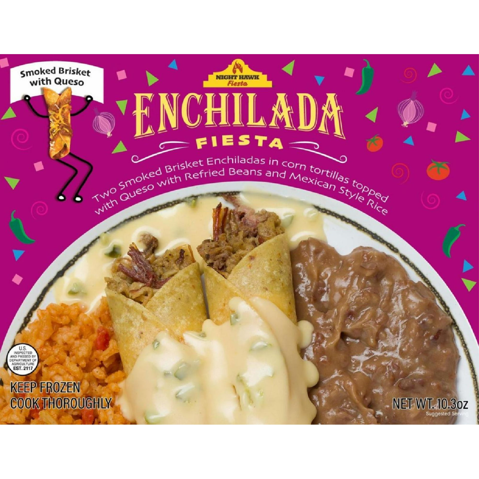 Night Hawk Fiesta Brisket Enchilada with Queso